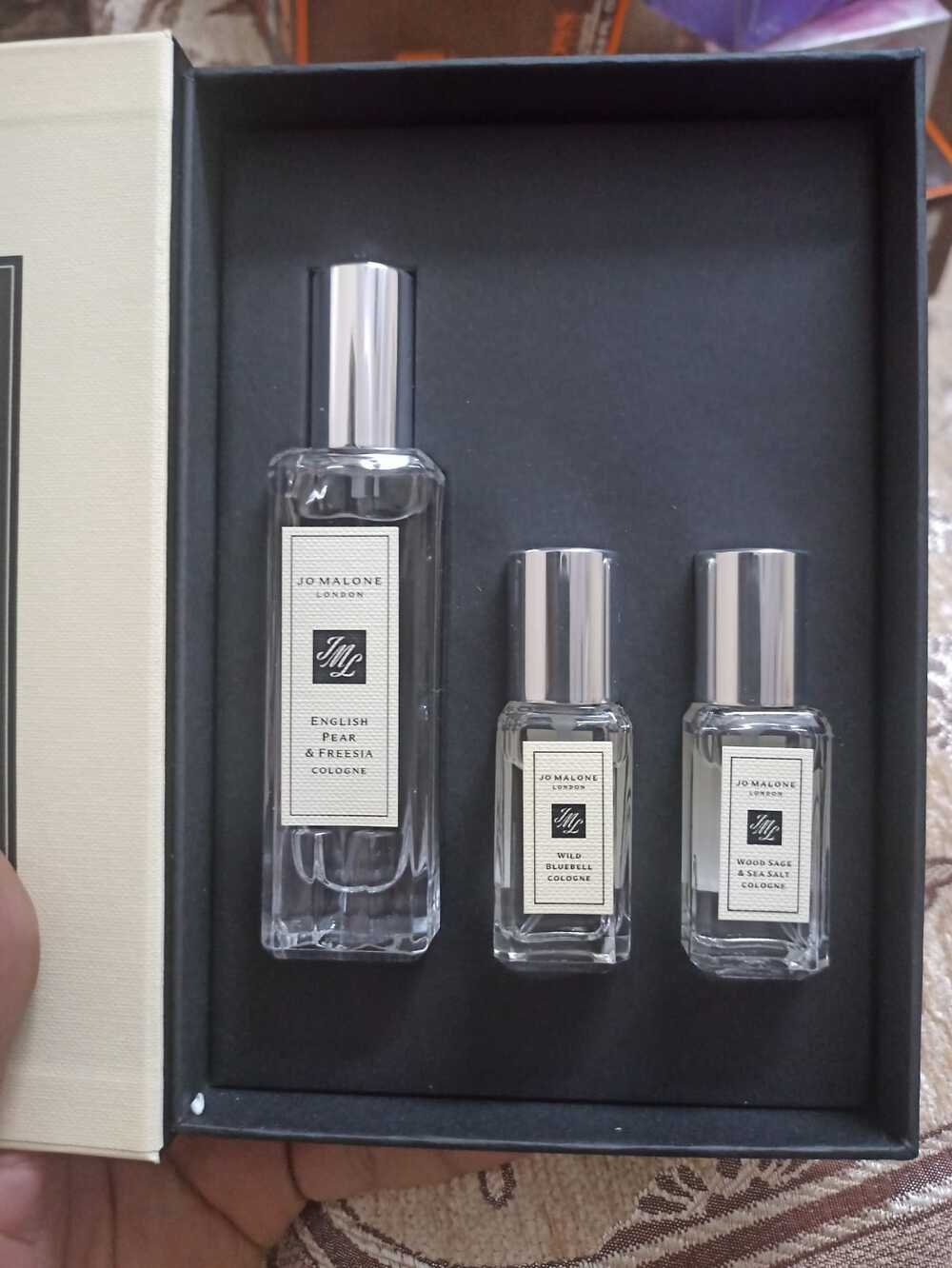 Jo Malone 3pcs Gift Set ( English Pear & Freesia Cologne 30ml , Wild Bluebell Cologne 9ml , Wood Sage & Sea Salt Cologne 9ml)